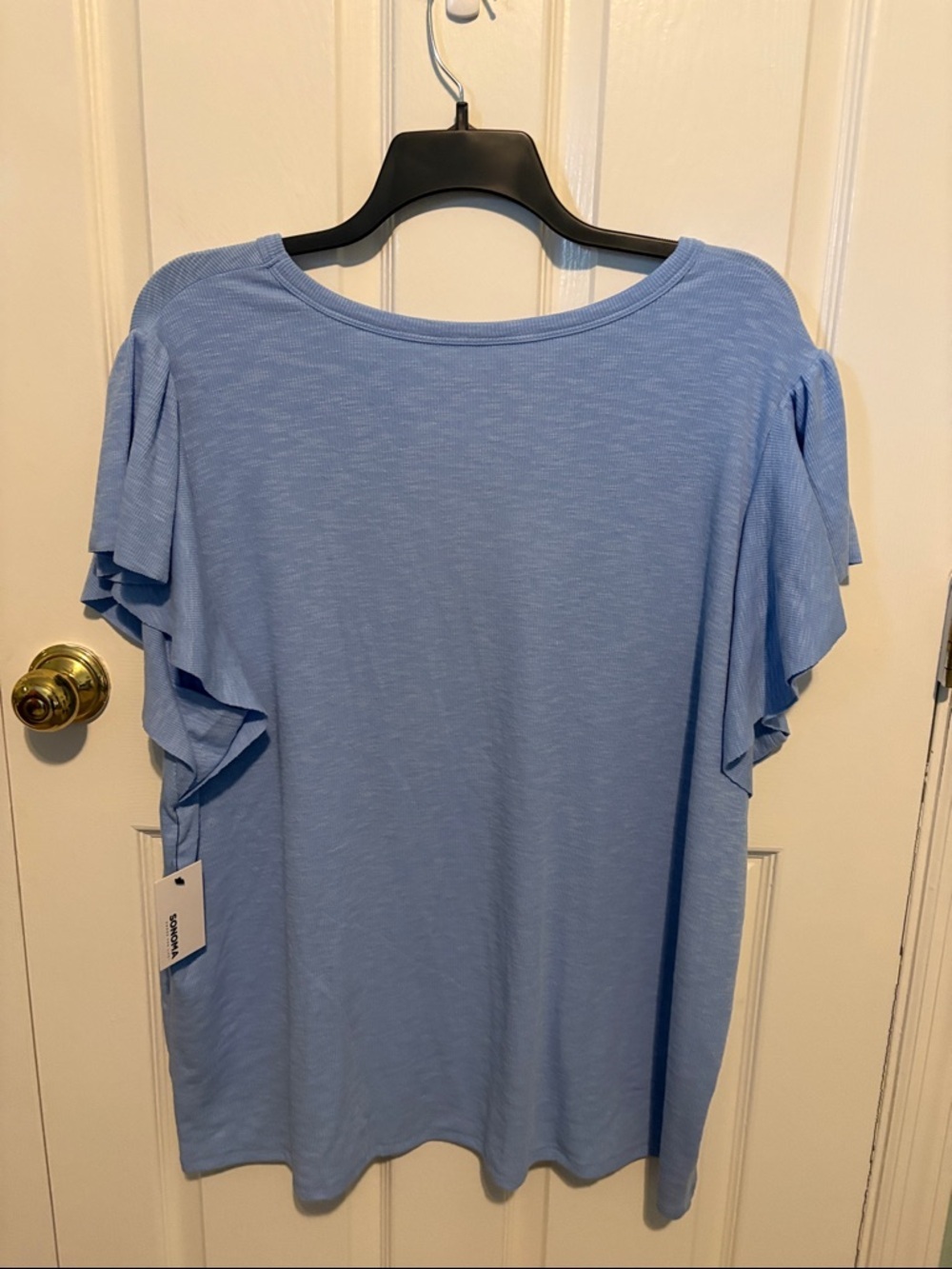 Sonoma Sky Blue Short Sleeve Ruffle Detail Tee - Picture 5 of 6